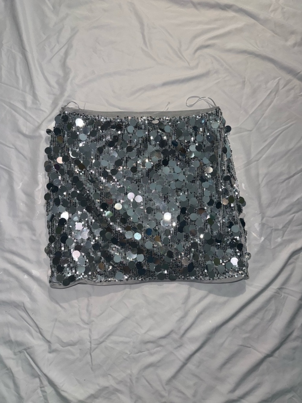 Silver Sequin Mini Skirt